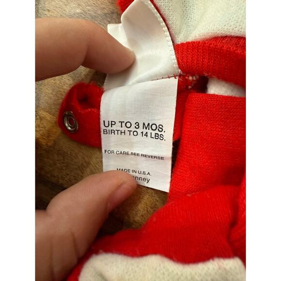 Vintage Santa Mouse Red Printed Christmas pajama outfit Size 3 Months - Picture 3 of 5